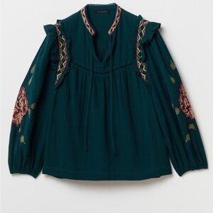 Sfera boho shabbychic cottagecore embroidered and beaded casual blouse